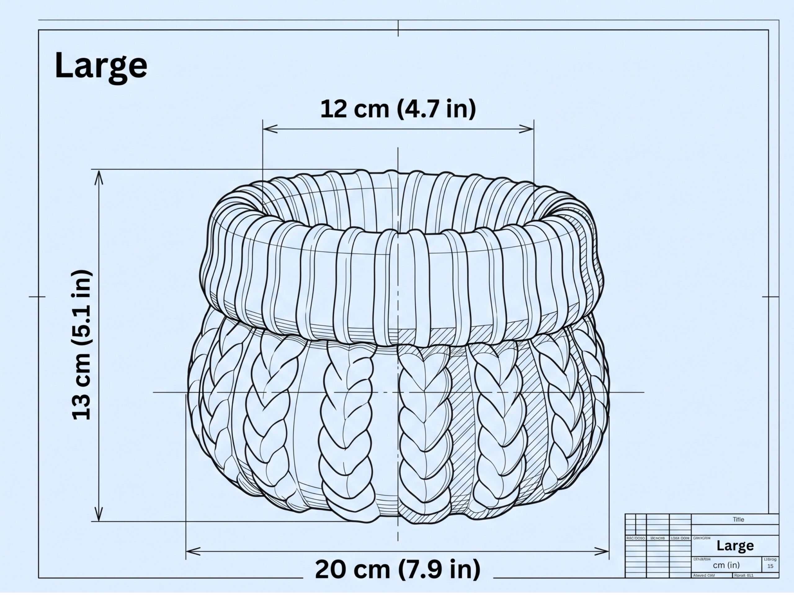 Large planter dimensions: 20 cm outer width, 13 cm height and 12 cm opening diameter.