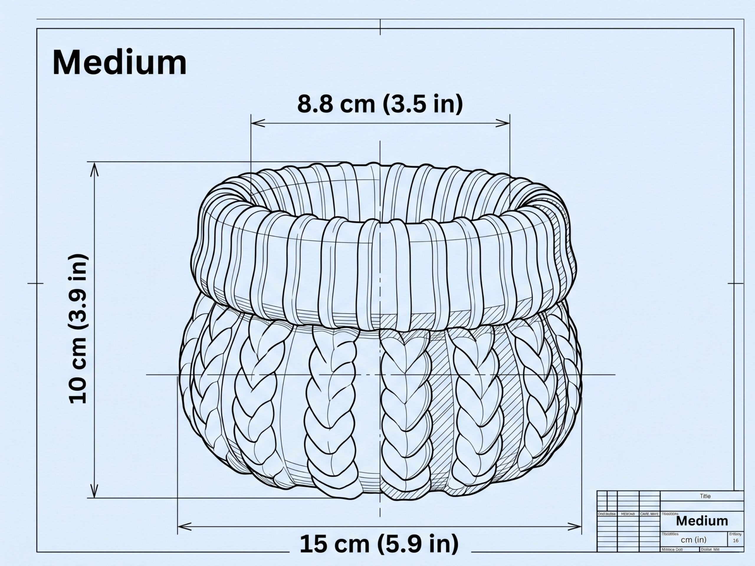 Medium planter dimensions: 15 cm outer width, 10 cm height and 8.8 cm opening diameter.